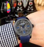 Replica Rolex Milgauss Watch Carbon fiber Dial Blue Rubber Strap 40mm